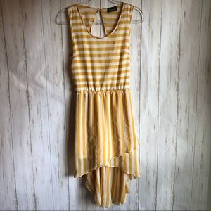 MAUDE Yellow & White Striped High Low Hem Dress